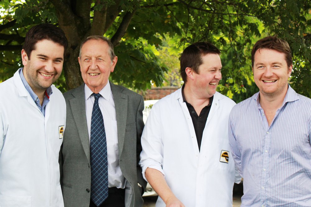 Brothers Matt, Joe and Liam Carr with dad at family business Carrs Pasties